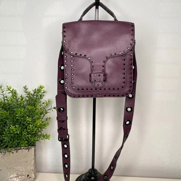 Rebecca Minkoff Midnighter Large Leather Messenger Bag in Eggplant and Black - Picture 11 of 12